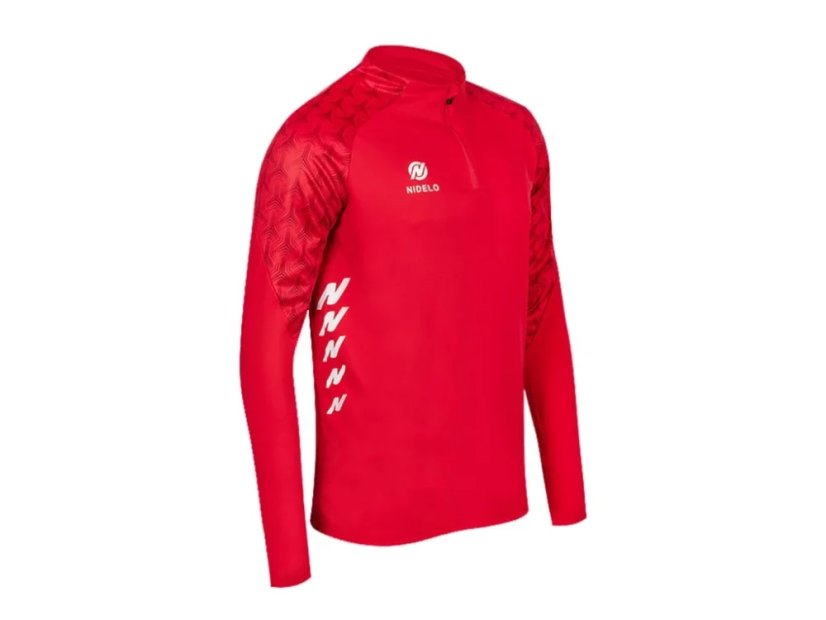 Tréninková mikina NIDELO Training 1/2 zip jacket Nantes červená - Velikost oblečení: S