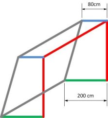 Fotbalová branková síť PP 3,5 mm, plástvová oka, šachovnice, hloubka 0,8 x 2,0 m, rozměr branky 7,32 × 2,44 m